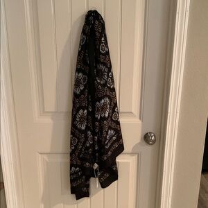 Black and White Floral Scarf Lightweight Accessory